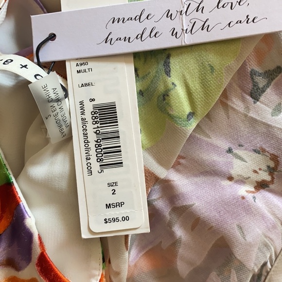 Alice + Olivia Evelia Floral Tie Waist Silk Blend Maxi Dress - Picture 12 of 16